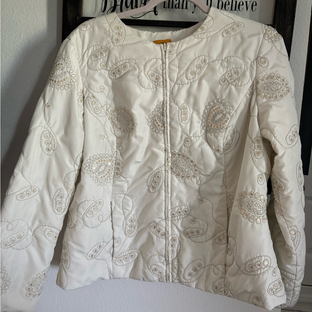 Ruby Rd White Quilted Puffer Jacket - image 1
